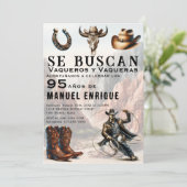 Lasso Vaquero Spanischer Western Cowboy 95. Geburt Einladung (Stehend Vorderseite)
