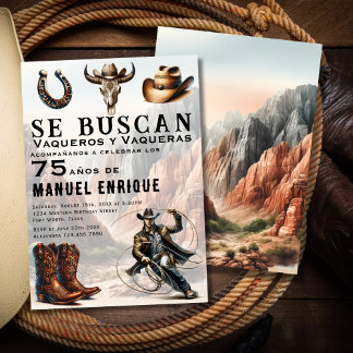 Lasso Vaquero Western Cowboy 75. Geburtstag Einladung