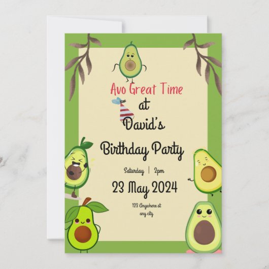 "Lass's Avo-Celebrate! Birthday Bash Einladung (Vorderseite)