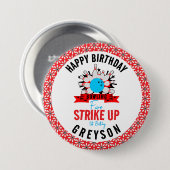 Lass's Bowl! Fun Kids 5th Birthday Party Bowling Button (Vorne & Hinten)