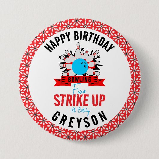 Lass's Bowl! Fun Kids 5th Birthday Party Bowling Button (Vorderseite)