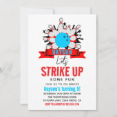 Lass's Bowl! Fun Kids 5th Birthday Party Bowling Einladung (Vorderseite)