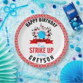 Lass's Bowl! Fun Kids 5th Birthday Party Bowling Pappteller