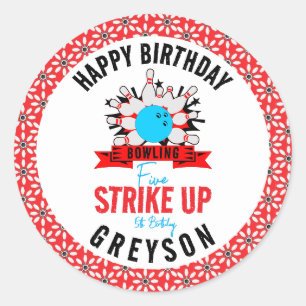 Lass's Bowl! Fun Kids 5th Birthday Party Bowling Runder Aufkleber