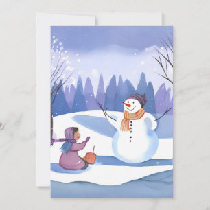 Lass's Build a Snowman   Wasserfarbene Winterfarbe Feiertagskarte