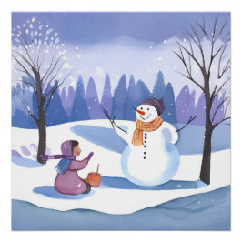 Lass's Build a Snowman | Wasserfarbene Winterfarbe Poster