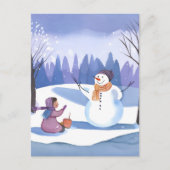 Lass's Build a Snowman | Wasserfarbene Winterfarbe Postkarte (Vorderseite)