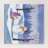 Lass's Build a Snowman | Wasserfarbene Winterfarbe Puzzle (Horizontal)