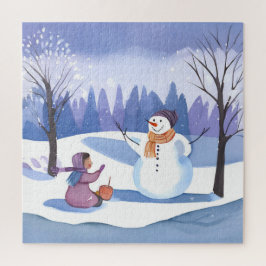 Lass's Build a Snowman | Wasserfarbene Winterfarbe Puzzle