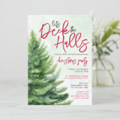 Lass's Deck the Halls Weihnachts-Party Wasserfarbe Einladung (Stehend Vorderseite)