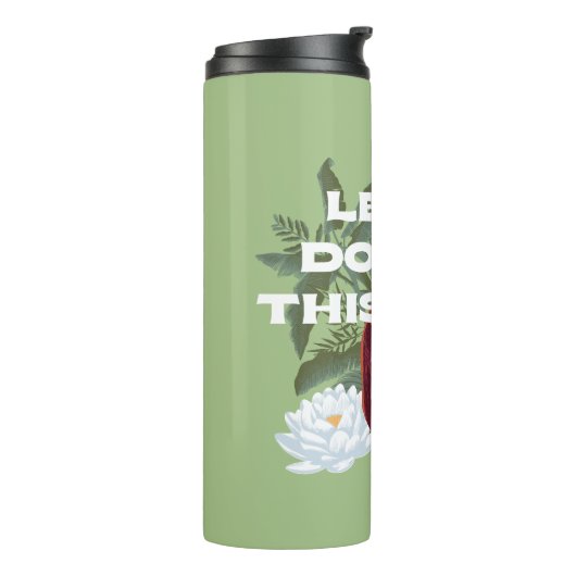 "Lass's Do This"-Affe - Der weiße Lotus Thermosbecher (Nach links gedreht)