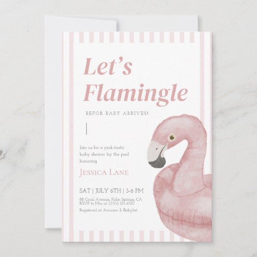 Lass's Flamingle Baby Shower Einladung (Vorderseite)