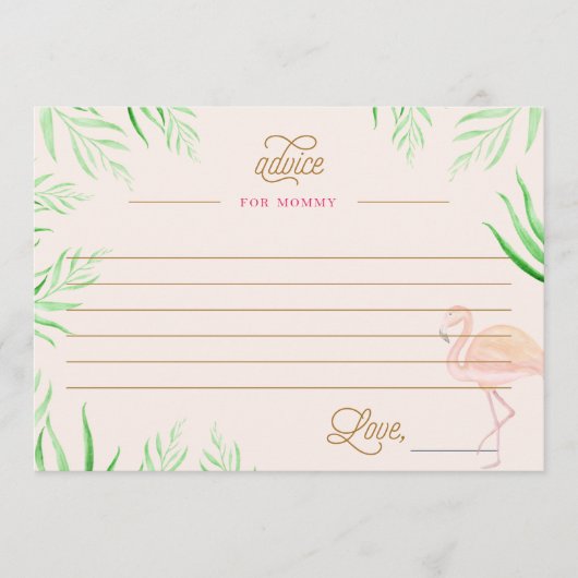 LASS'S FLAMINGLE BABY SHOWER FLAMINGO ADVICE CARD HINWEISKARTE (Vorderseite)
