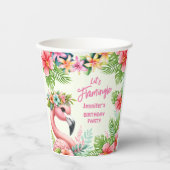 Lass's Flamingle Girl Pink Flamingo Birthday Paper Pappbecher (Vorderseite)