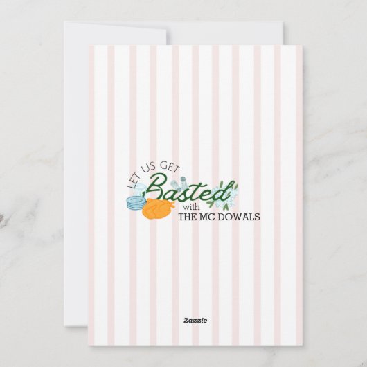 Lass's Get Basted Erntedank Dinner Einladung (Rückseite)