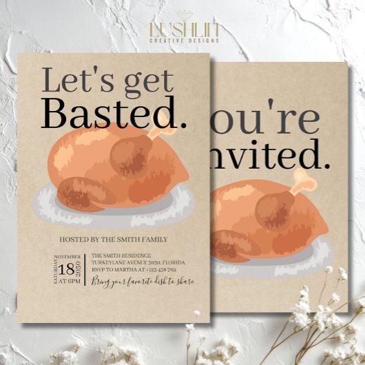 Lass's Get Basted Erntedank Dinner Einladung