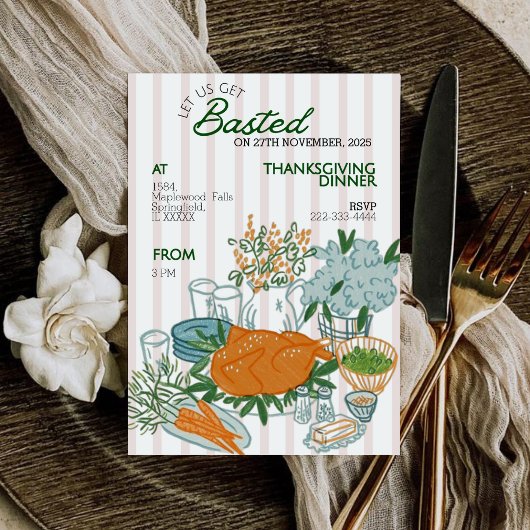 Lass's Get Basted Erntedank Dinner Einladung