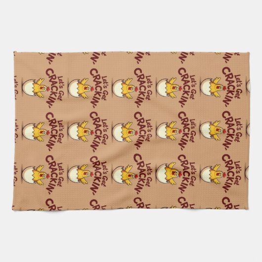 Lass's Get Crackin's Funny Chicken Farm Pun Geschirrtuch (Horizontal)