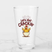 Lass's Get Crackin's Funny Chicken Farm Pun Glas (Rückseite)