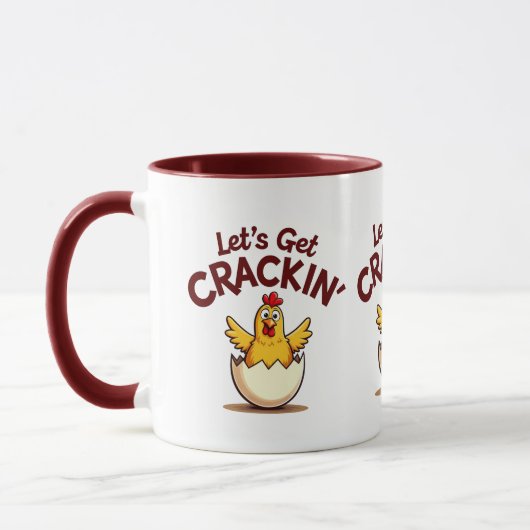 Lass's Get Crackin's Funny Chicken Farm Pun Tasse (Links)