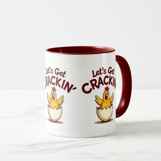 Lass's Get Crackin's Funny Chicken Farm Pun Tasse (VorderseiteRechts)