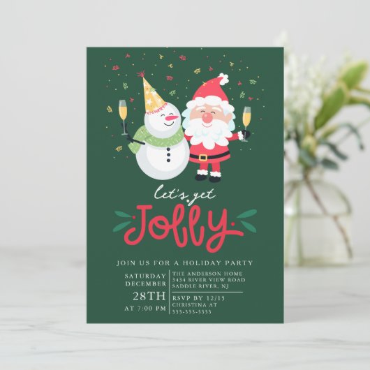 Lass's Get Jolly" Feier Einladung (Stehend Vorderseite)