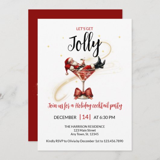 Lass's Get Jolly Holiday Party Einladung (Vorne/Hinten)