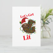 Lass's Get Lit Christmas Sloth Feiertagskarte (Stehend Vorderseite)
