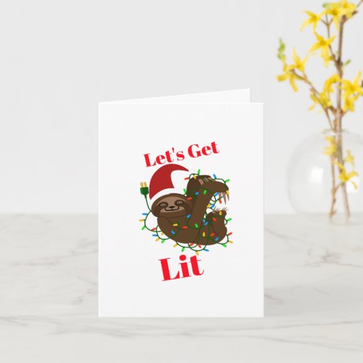 Lass's Get Lit Christmas Sloth Karte (Gelbe Blume)