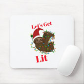 Lass's Get Lit Christmas Sloth Mousepad (Mit Mouse)