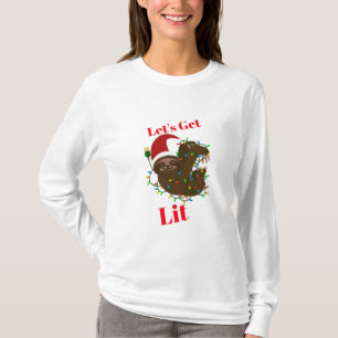 Lass's Get Lit Christmas Sloth T-Shirt