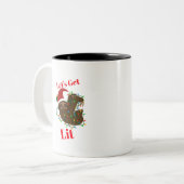 Lass's Get Lit Christmas Sloth Zweifarbige Tasse (Vorderseite Links)