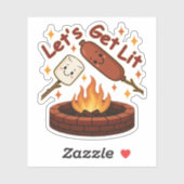 Lass's Get Lit Firepit - Niedlicher Marshmallow &  Aufkleber (Blatt)