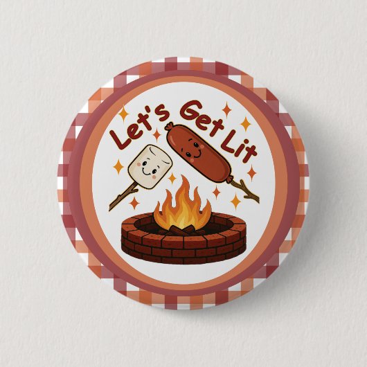 Lass's Get Lit Firepit - Niedlicher Marshmallow &  Button (Vorderseite)