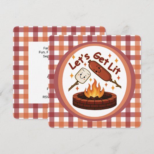 Lass's Get Lit Firepit - Niedlicher Marshmallow &  Einladung (Vorne/Hinten)