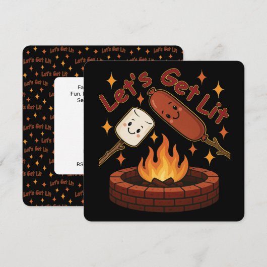 Lass's Get Lit Firepit - Niedlicher Marshmallow &  Einladung (Vorne/Hinten)