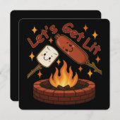 Lass's Get Lit Firepit - Niedlicher Marshmallow &  Einladung (Vorne/Hinten)