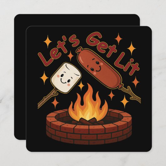 Lass's Get Lit Firepit - Niedlicher Marshmallow & Einladung (Vorne/Hinten)