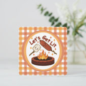 Lass's Get Lit Firepit - Niedlicher Marshmallow & Einladung (Stehend Vorderseite)