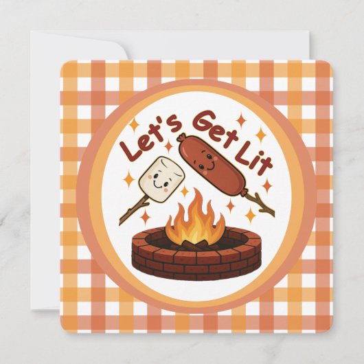 Lass's Get Lit Firepit - Niedlicher Marshmallow & Einladung (Vorderseite)