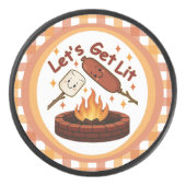 Lass's Get Lit Firepit - Niedlicher Marshmallow & Eishockey Puck (Vorderseite)