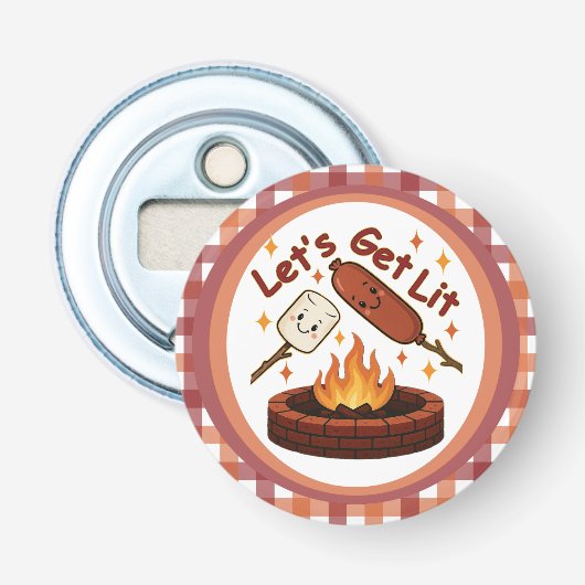 Lass's Get Lit Firepit - Niedlicher Marshmallow &  Flaschenöffner (Vorderseite)