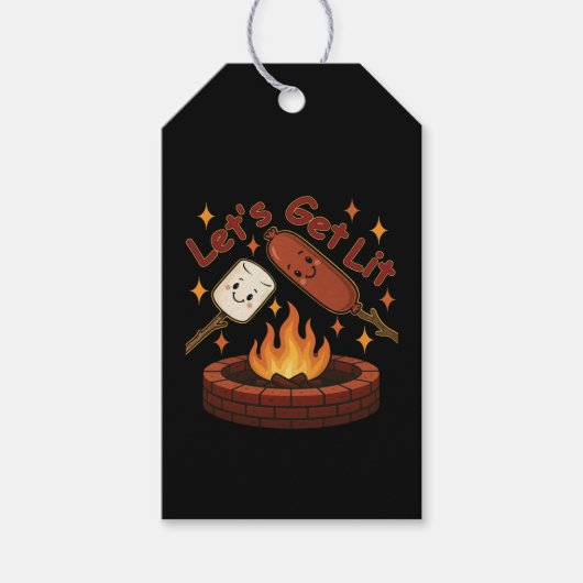 Lass's Get Lit Firepit - Niedlicher Marshmallow &  Geschenkanhänger (Vorderseite)