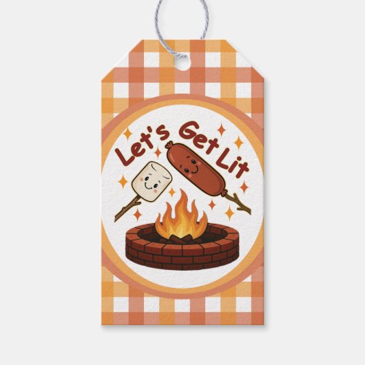 Lass's Get Lit Firepit - Niedlicher Marshmallow & Geschenkanhänger (Vorderseite)