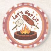Lass's Get Lit Firepit - Niedlicher Marshmallow &  Getränkeuntersetzer (Vorne)