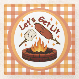 Lass's Get Lit Firepit - Niedlicher Marshmallow &  Glasuntersetzer