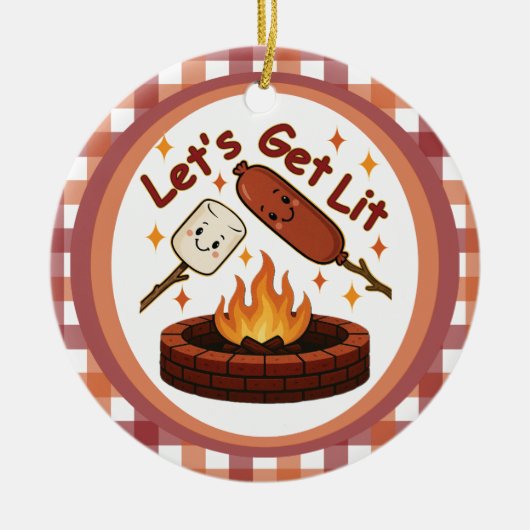 Lass's Get Lit Firepit - Niedlicher Marshmallow & Keramik Ornament (Vorne)