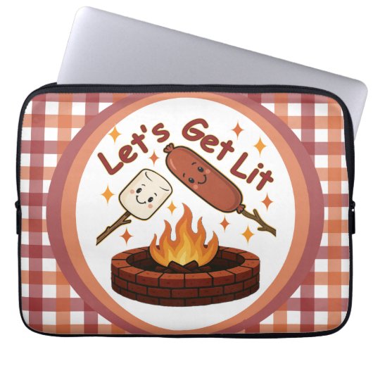 Lass's Get Lit Firepit - Niedlicher Marshmallow & Laptopschutzhülle (Vorderseite)