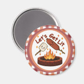 Lass's Get Lit Firepit - Niedlicher Marshmallow & Magnet (Vorderseite/Rückseite)