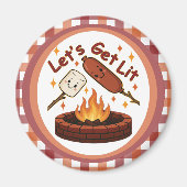 Lass's Get Lit Firepit - Niedlicher Marshmallow & Magnet (Vorne)